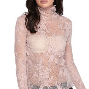 Free People Sweet Secrets Lace Turtleneck